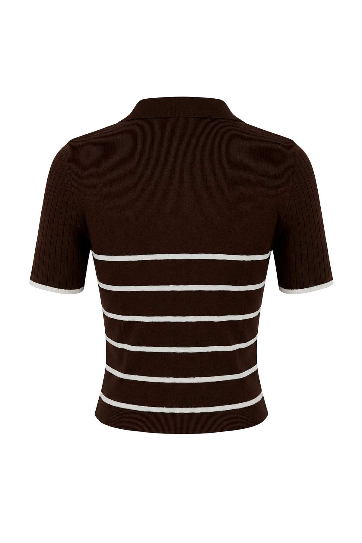 Trendyolmilla  Kahverengi-Taş İkili Paket Çizgili Basic Triko İnce Bluz TWOSS26BZ00284 - Görsel 9