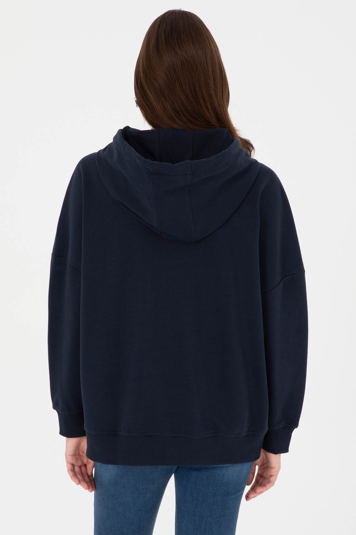 U.S. Polo Assn.  Kadın Lacivert Kapüşonlu Basic Sweatshirt 50297324-VR033 - Görsel 5