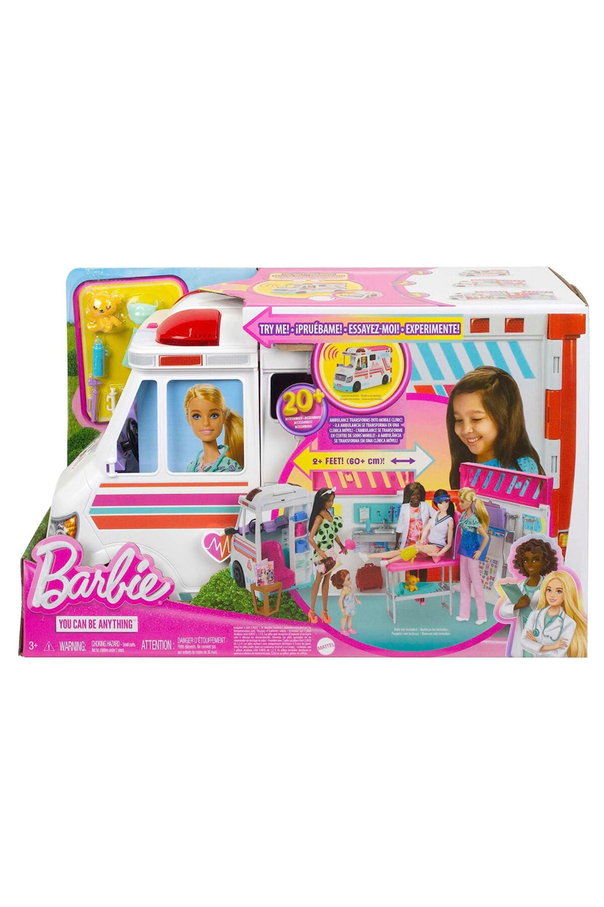 Barbie 'nin Yeni Ambulansı, dönüşen ambulans ve klinik oyun seti, 20'den fazla aksesuar HKT79 fotoğrafı 6 (önizleme)