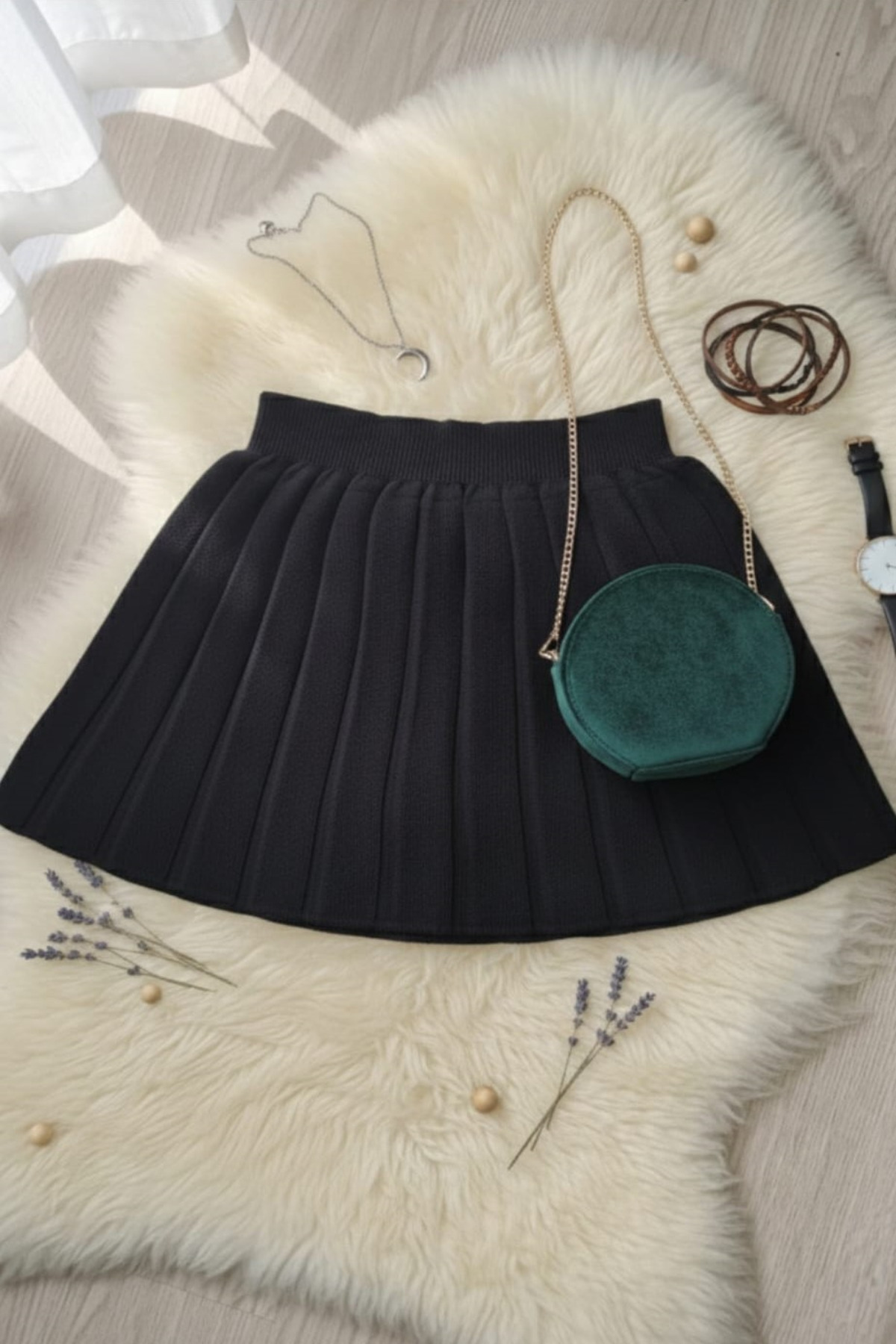 Meriç bebe Kız Çocuk Beli Lastikli Pileli Triko Trend Etek fotoğrafı 4 (önizleme)