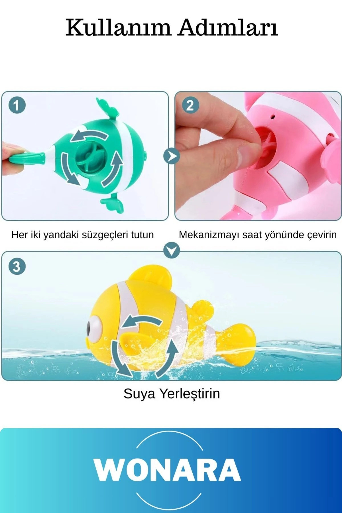 Wonara #Oyuncak Mekanik Suda Yüzen Eğlenceli Hafif Kurmalı Renkli Yüzen Balık Bebek Çocuk Banyo Oyuncağı fotoğrafı 2 (önizleme)