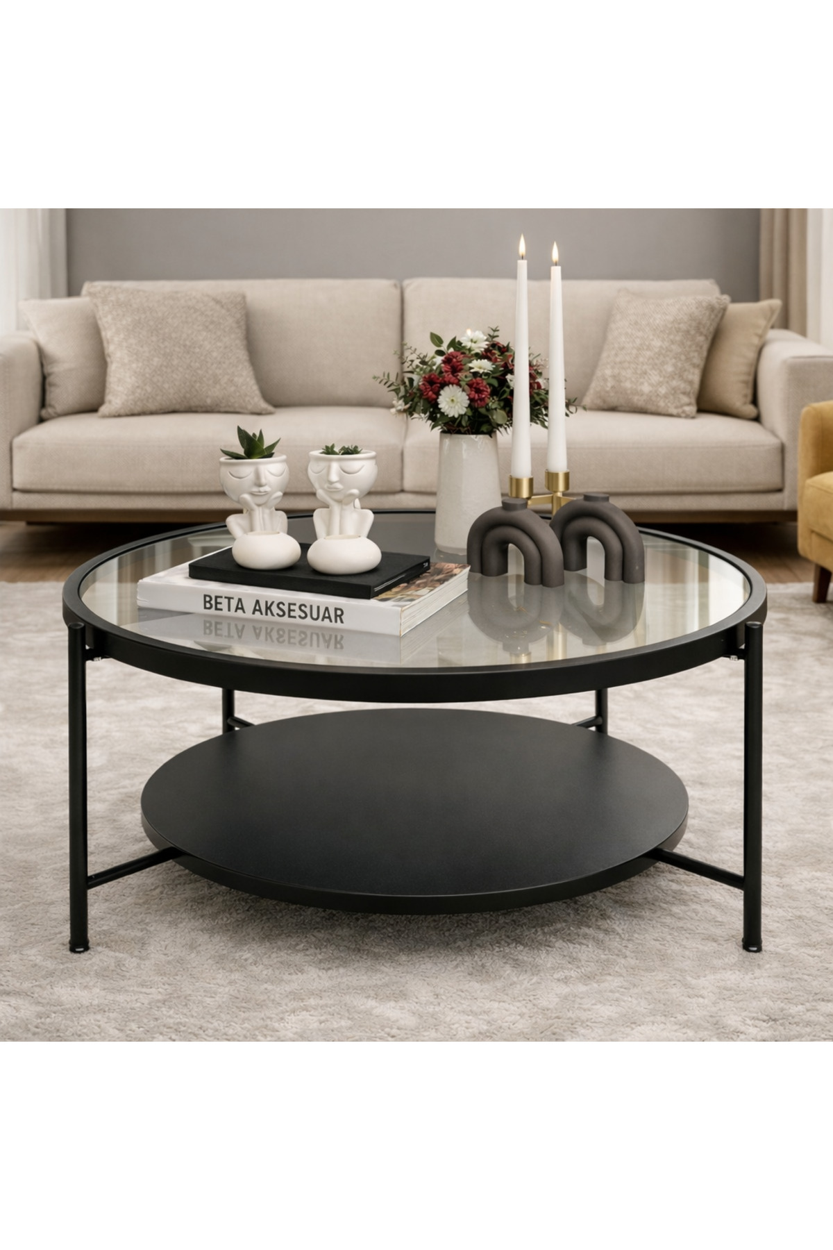 Oslo Coffee Table - Smoked Glass / Black Mdf
