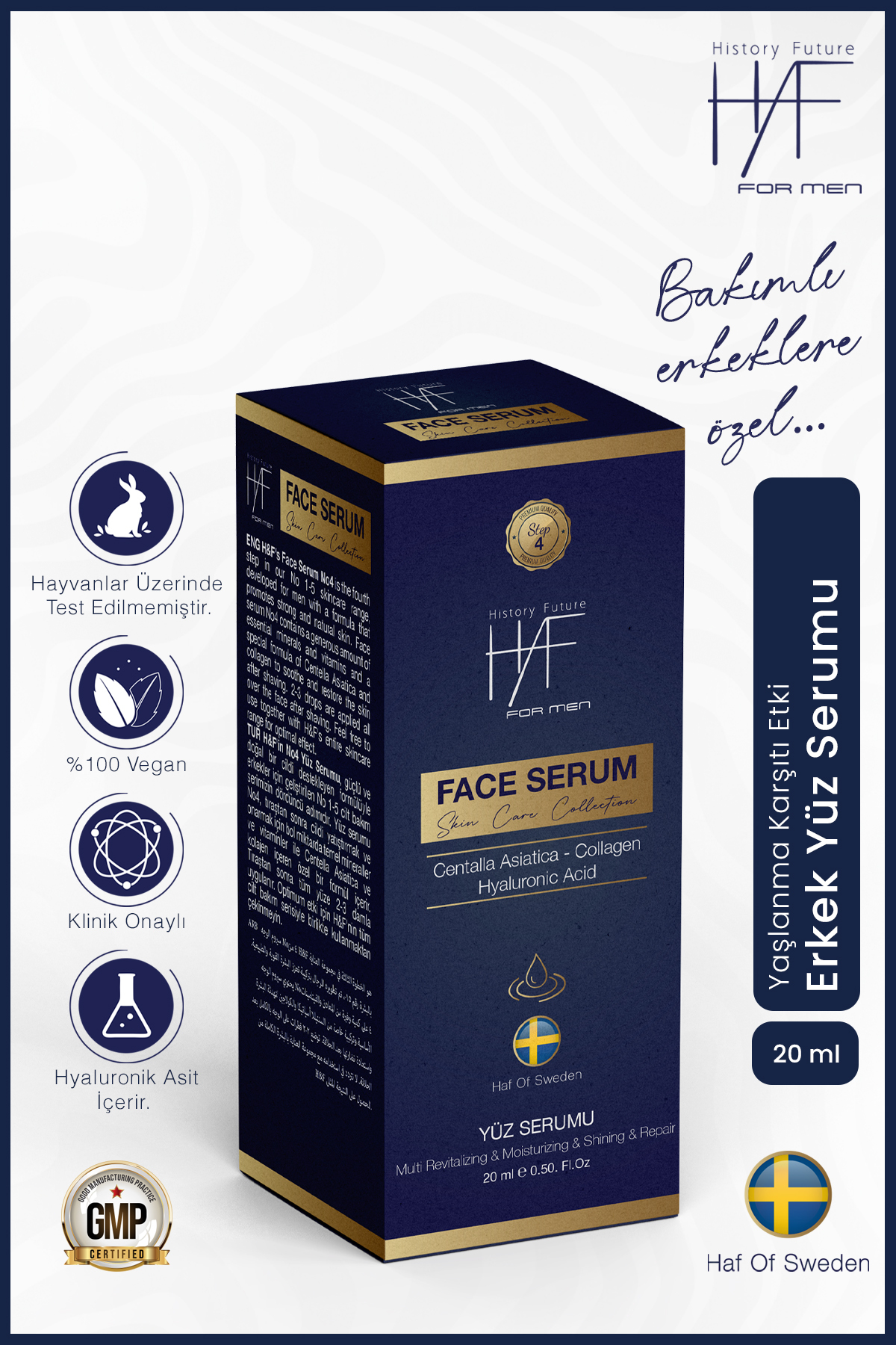 سرم صورت مردانه HAF - طراوت‌بخش، ضد چروک و مرطوب‌کننده پس از اصلاح — HAF-FACESERUM — تصویر 6 از 8