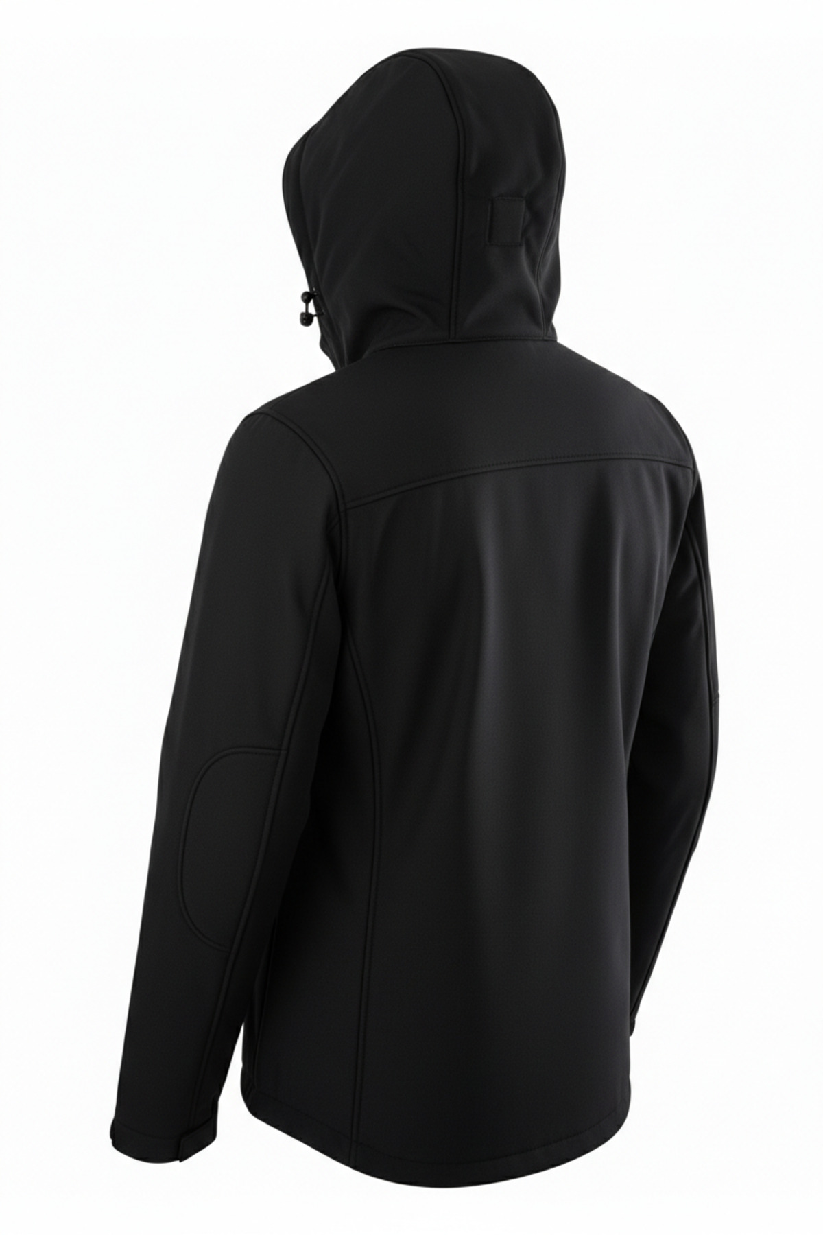 SNOWMOUNT Siyah Renk Softshell Sök Tak Kapüşonlu Kışlık Polarlı Mont Ceket görsel 8