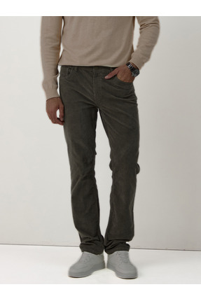 muzzo jeans Pamuklu Koyu Haki Kadife Regular Fit Pantolon