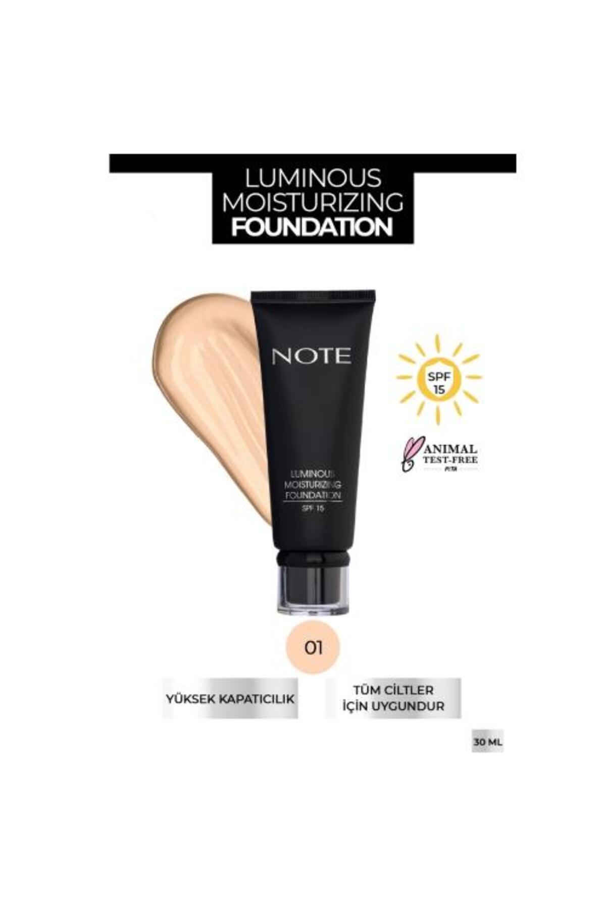 NOTE Luminous Moisturizing Fondöten - 01 Beige