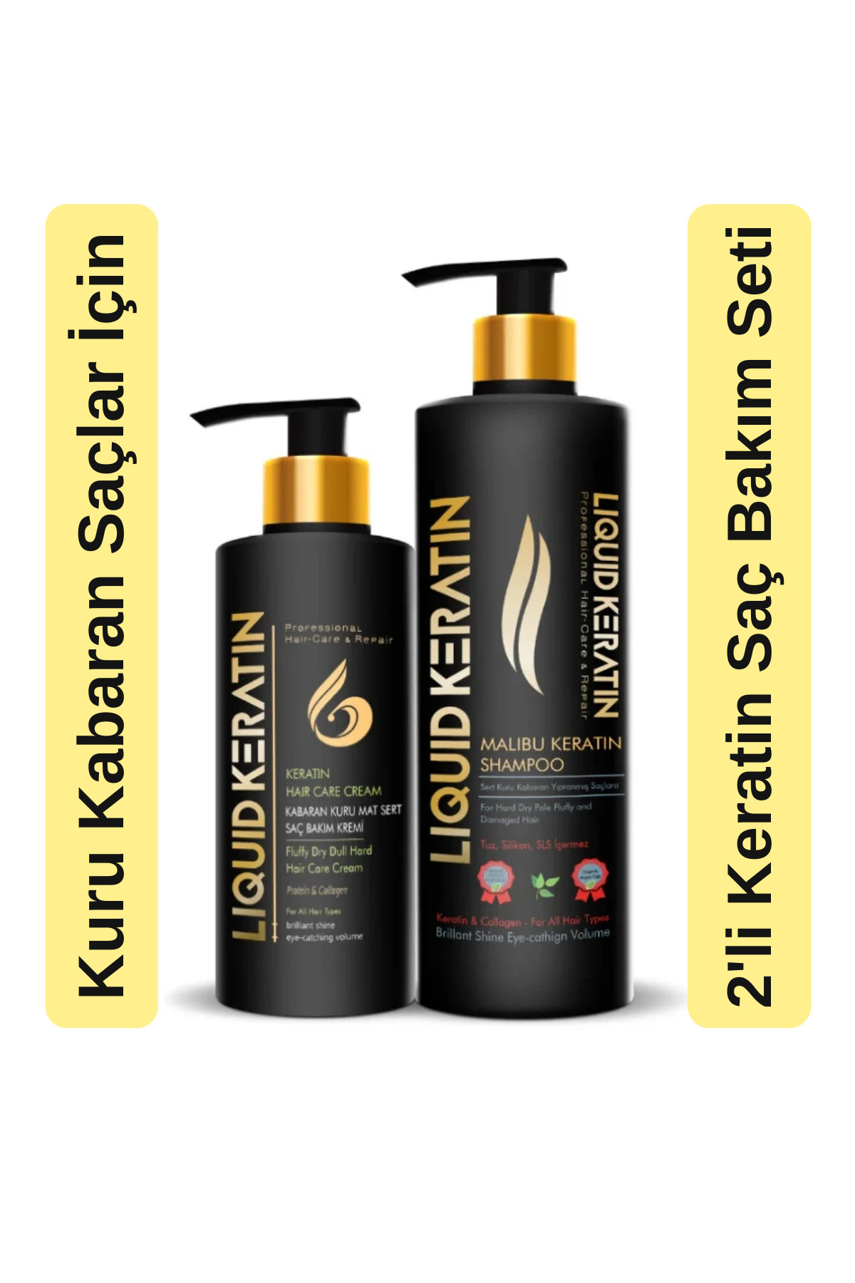 Liquid Keratin Kabaran Kuru Saçlara 2'li Keratin Bakım Seti (ŞAMPUAN ve KREM) — #000440