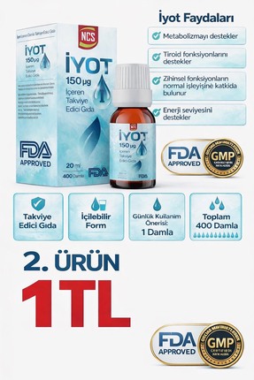 Ncs İyot 150 Mcg 20 Ml Damla İçilebilir Form Gıda Takviyesi Fda