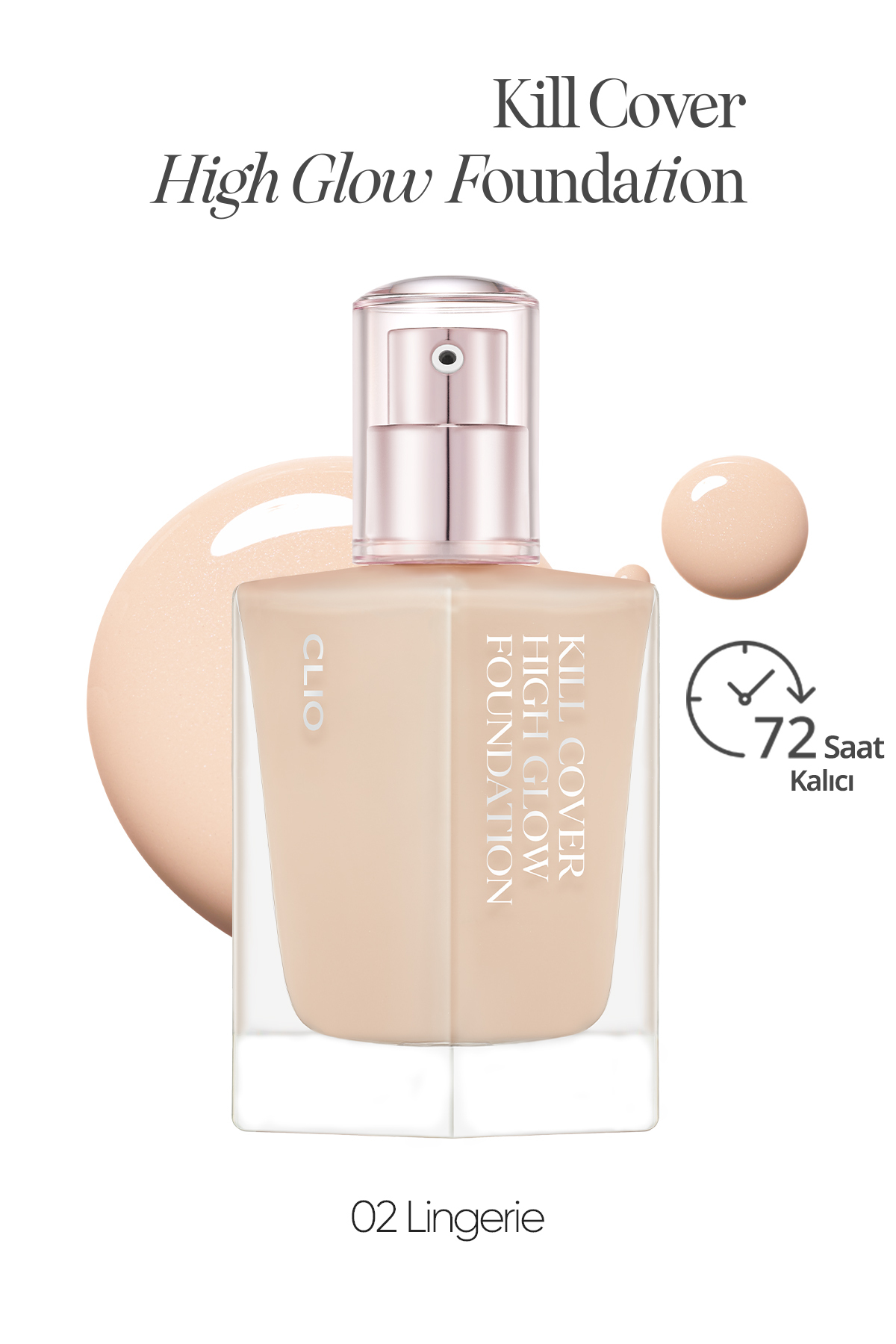 CLIO Kalıcı Kapatıcılık ve Yoğun Işıltı Sunan Fondöten Clio Kill Cover High-Glow Foundation (2 Lingerie) - Fiyatı, Yorumları
