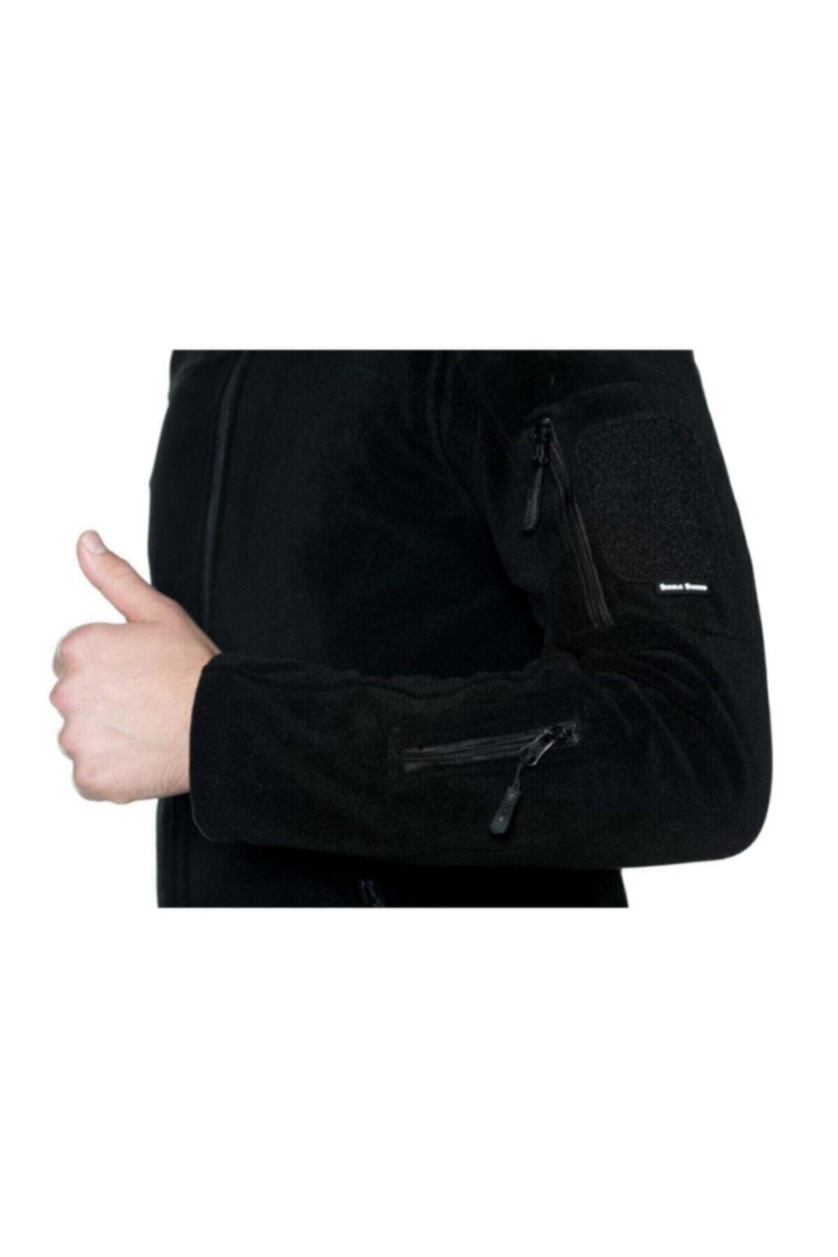 SİNGLE SWORD  Erkek Taktik Askeri Siyah Polar Hırka Fermuarlı Outdoor Günlük Sıcak Tutan Üst Giyim Mont Ceket 3XL - Görsel 3