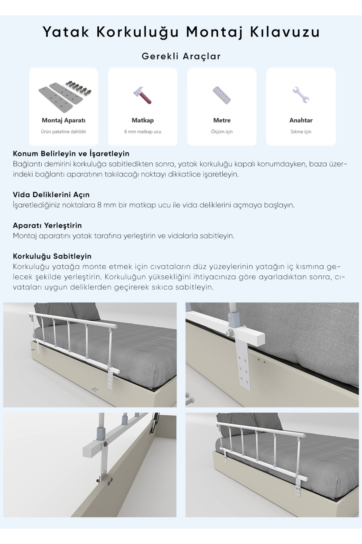 homelli Katlanabilir Yatak Korkuluğu Bariyer - ALM fotoğrafı 6 (önizleme)