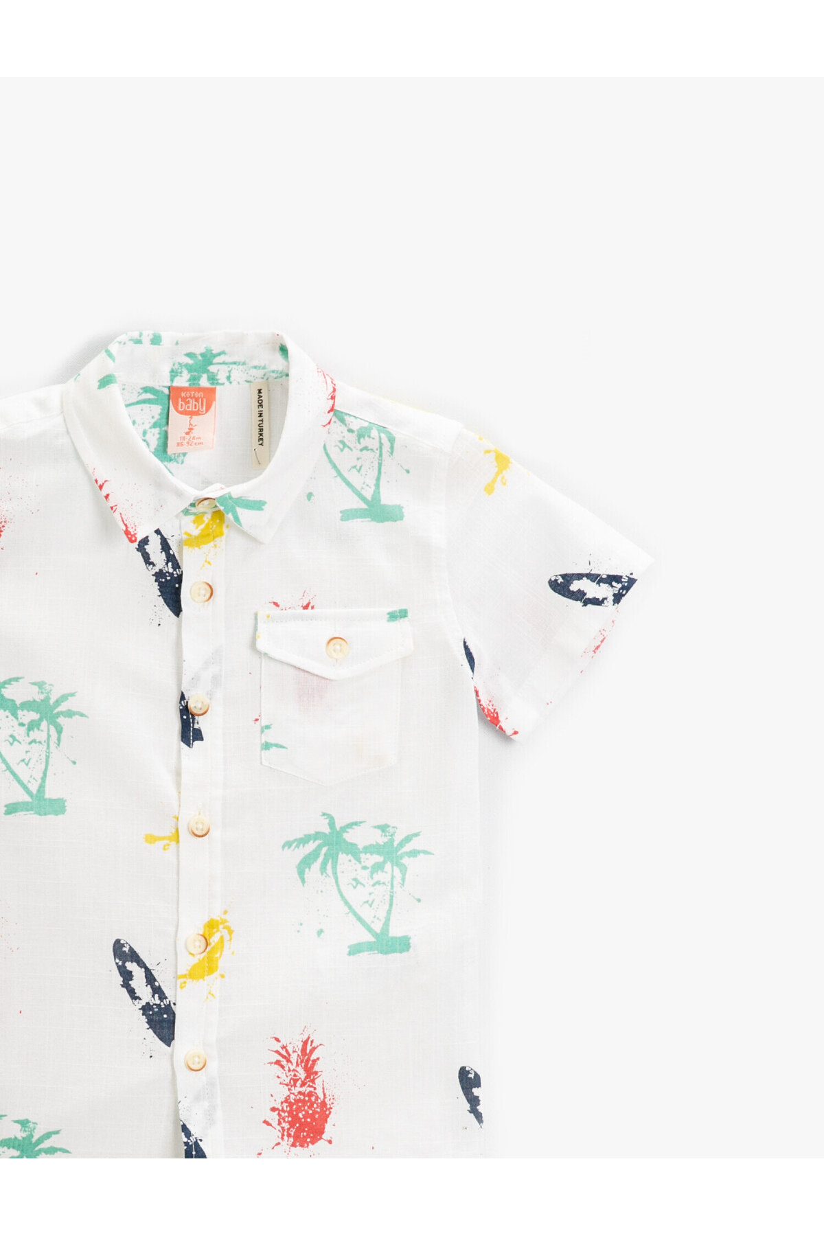 Koton Tropikal Baskılı Kısa Kollu Gömlek Pamuklu fotoğrafı 3 (önizleme)