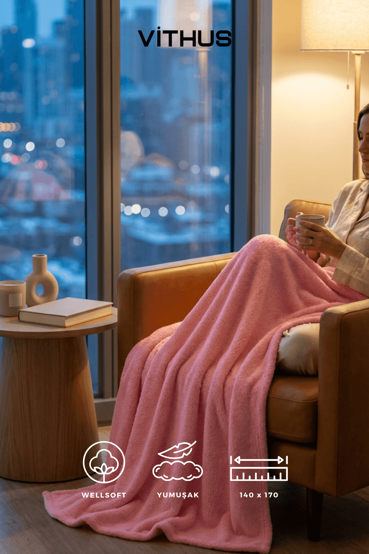 Wellsoft TV Blanket Plush Fleece Ultra Soft Blanket 140x170 cm