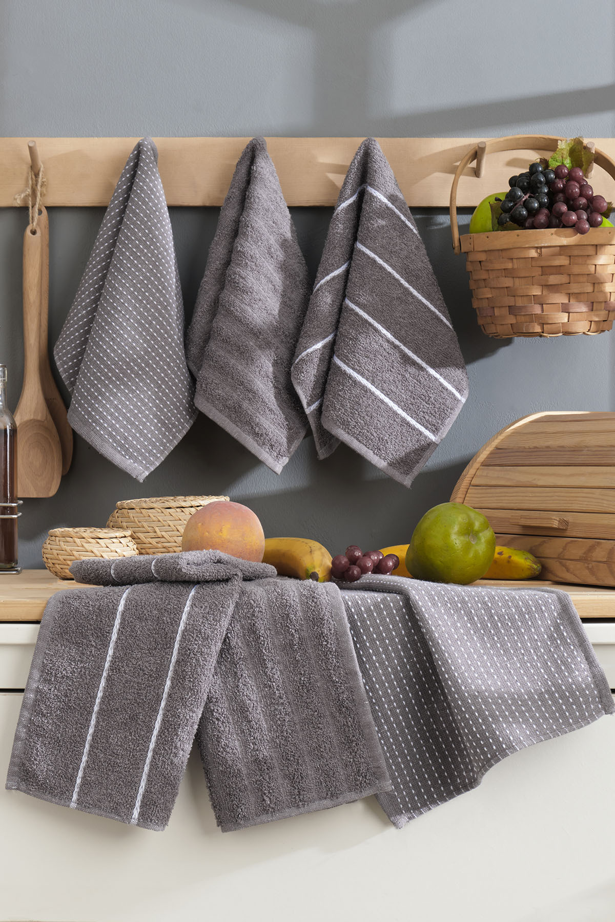 Sophia Kitchen Towel 6pcs (45x30cm) Anthracite