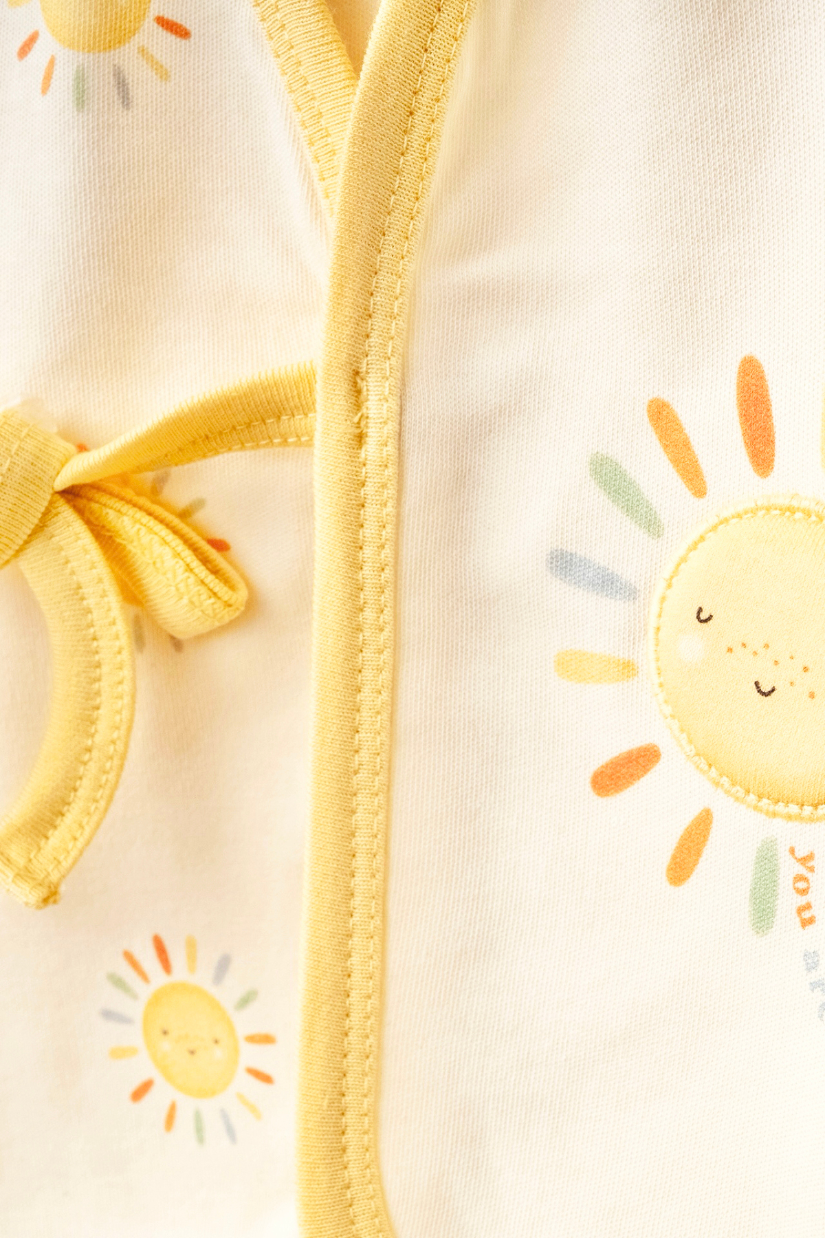 BABYLİM Unisex Bebek Hastane Çıkışı Güneş Desenli Yandan Bağlamalı %100 Pamuk 5 Li Yeni Doğan Seti 0-3ay fotoğrafı 5 (önizleme)