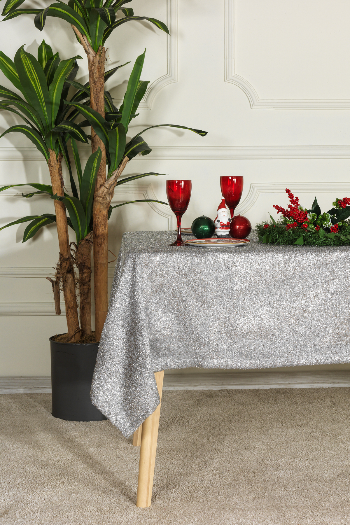 Glitter Tablecloth (135x200 cm) Gray