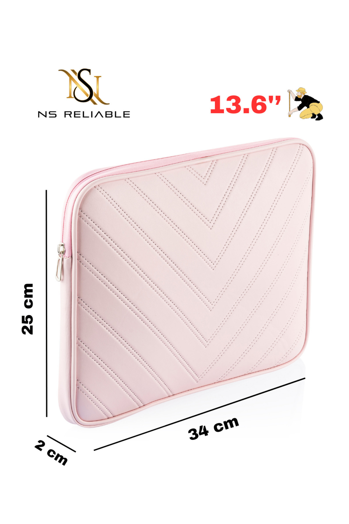 NS reliable  13-13.6 inç Macbook Air Pro Uyumlu Deri Laptop Çantası - Koruyucu Kılıf ve Laptop M2 M3- Açık Pembe - Görsel 3