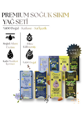 OILIVA GIDA SAN. VE DIŞ TİC. LTD. ŞTİ. 4’lü Soğuk Sıkım Yağ Seti 50 ml – Çöre...