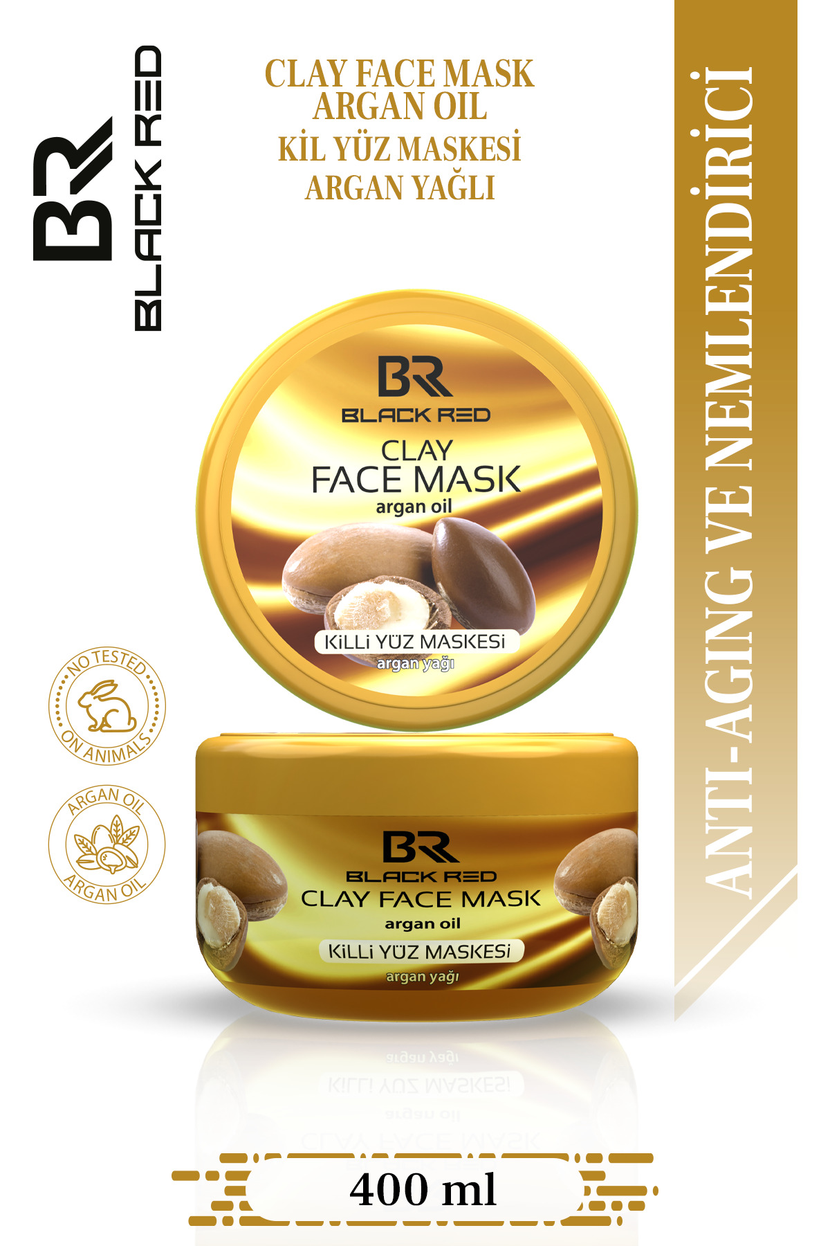 Black Red Kil Maskesi Anti-aging Ve Nemlendirici Yüz Maskesi Argan Içerikli Killi Yüz Maskesi - 400g — BRAKM1000