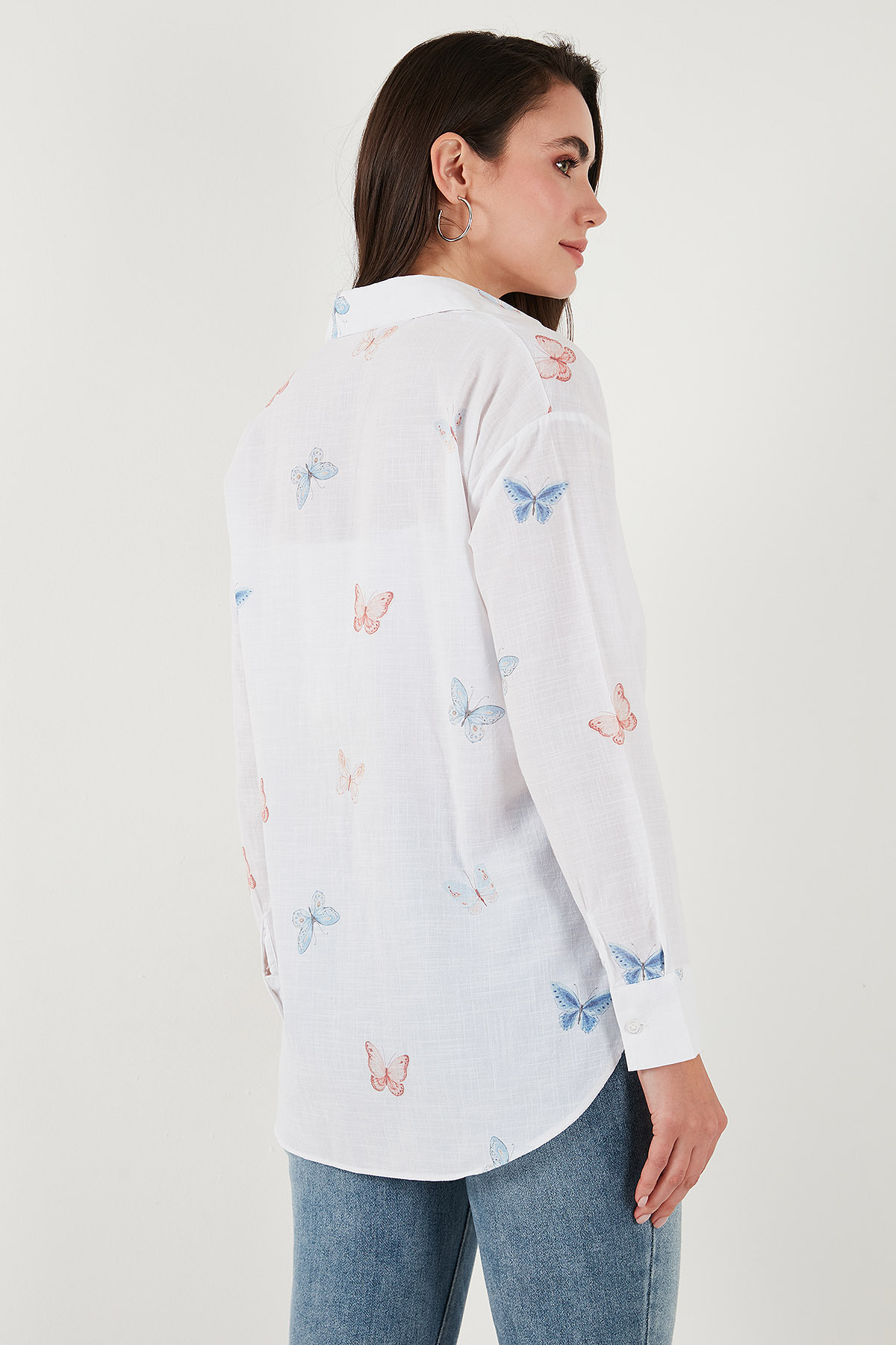 Lela  Pamuk ve Keten Karışımlı Regular Fit Desenli Gömlek GÖMLEK 6773195 - Görsel 7