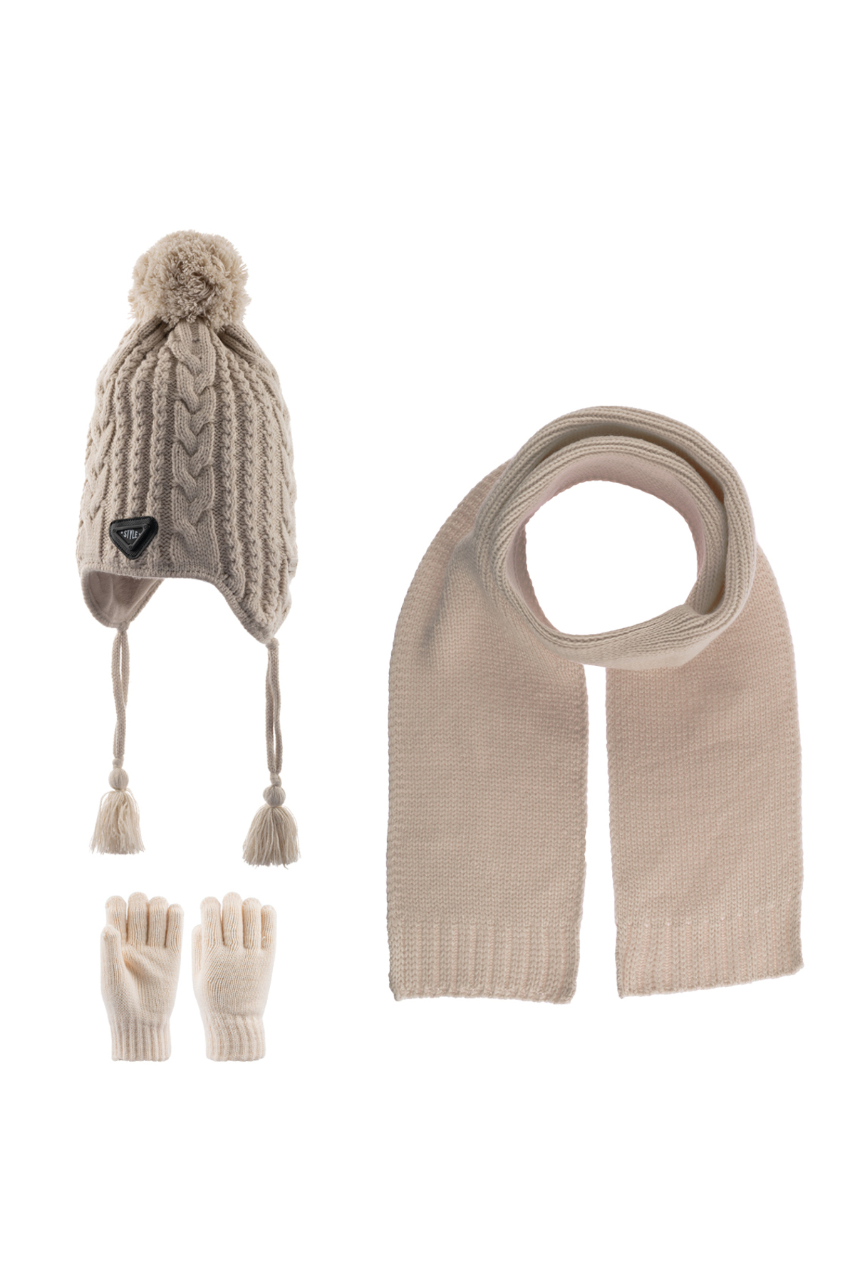 Kitti 4-8 Yaş Erkek Bebek & Çocuk Atkı Bere Eldiven 3'lü Takım fotoğrafı 2 (önizleme)