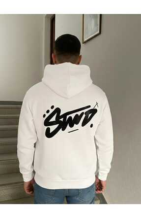 DİVİN erkek kapşonlu baskılı stw2 sweat Kaliteli 3 iplik kumaş modern oversiz...