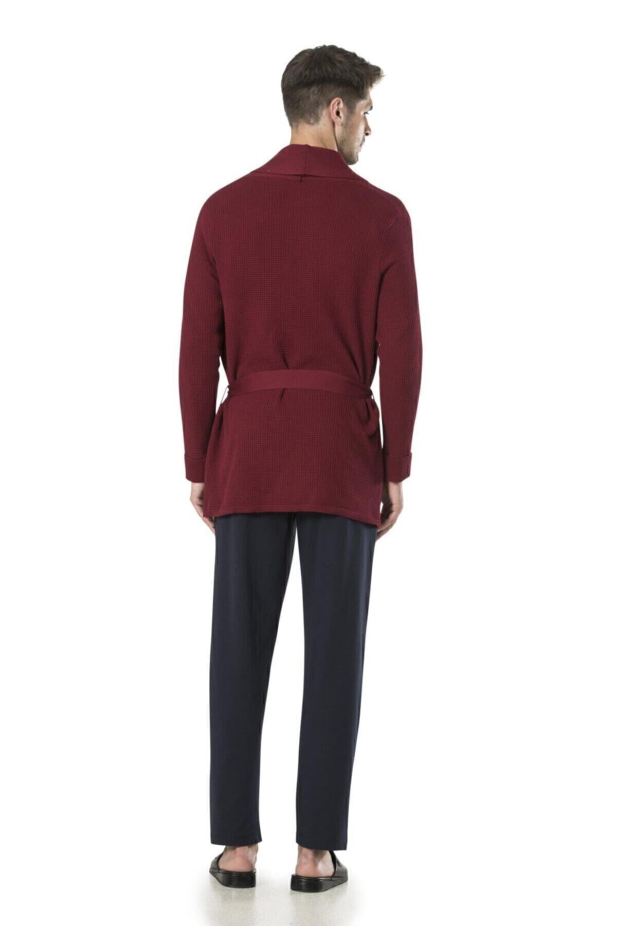 ست پیژامه و لباس خواب مردانه راسته فاق نرمال آستین بلند | پیر کاردین Pierre Cardin PC.5595.BORDO - تصویر 4