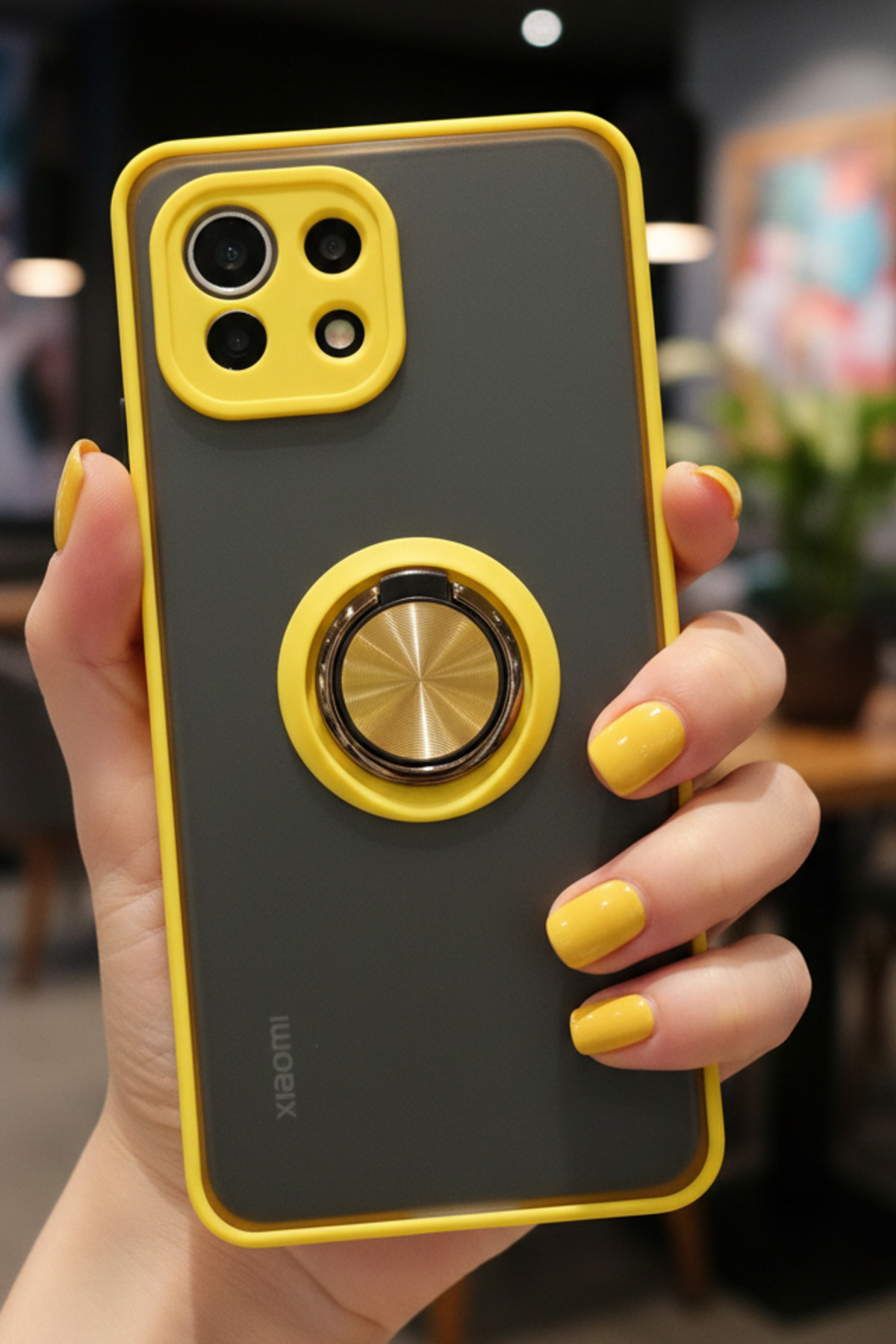 Xiaomi Mİ 11 Lite İçin Kamera Korumalı Yüzüklü Kılıf - Leke Tutmaz Mat ve Dayanıklı Yapı