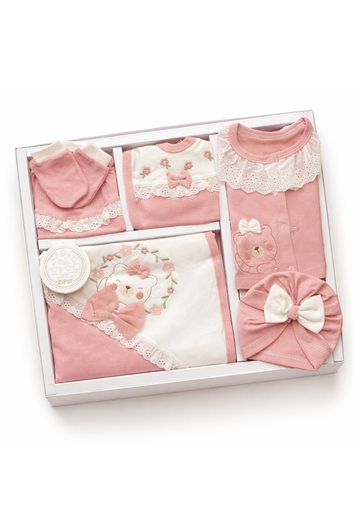 mia mia 10 Parça Yenidoğan Dantel Yakalı Kız Bebek Kutulu Hastane Çıkışı Takımı Bebek Doğum Hediyesi fotoğrafı 2 (önizleme)