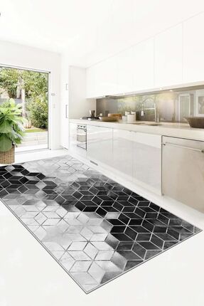 MNC Kesme Halı Desenli Dijital Baskı Yıkanabilir Kaymaz Taban İnce Salon Mutf...