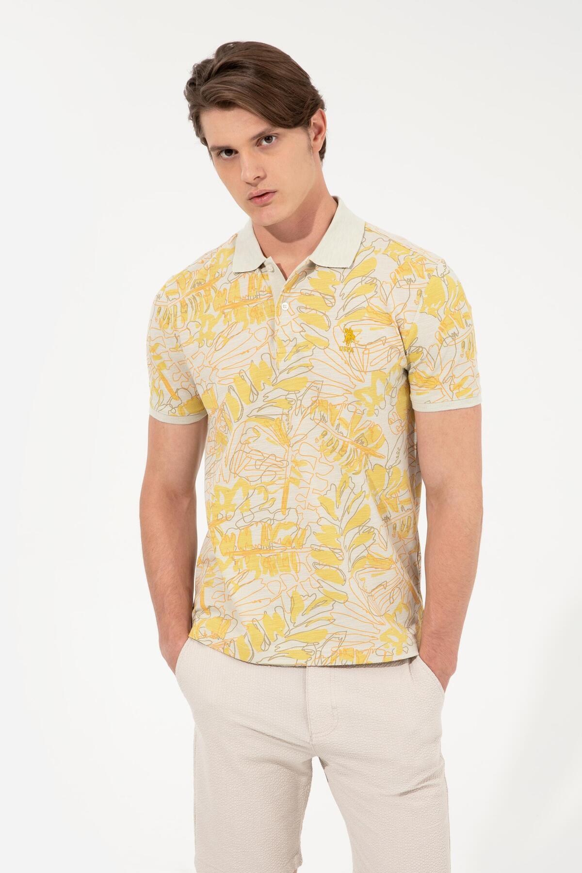 یو اس پولو تی‌شرت یقه پولو طرح‌دار