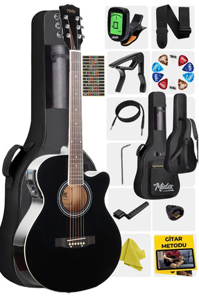 Midex Xc-300xbk-eq Profesyonel Siyah Elektro Akustik Gitar 4/4 Yetişkin Üst S...