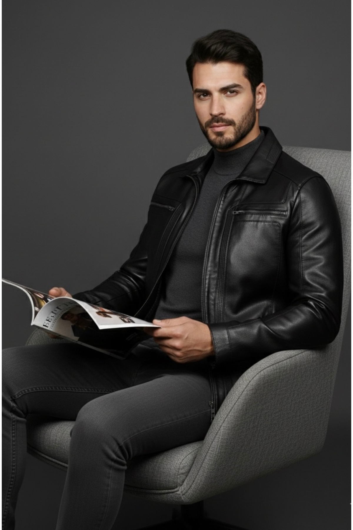 SAVARA  Erkek siyah %100 Orginal Hakiki Deri Regular Fit Rahat Kalıp Deri Mont - Görsel 5