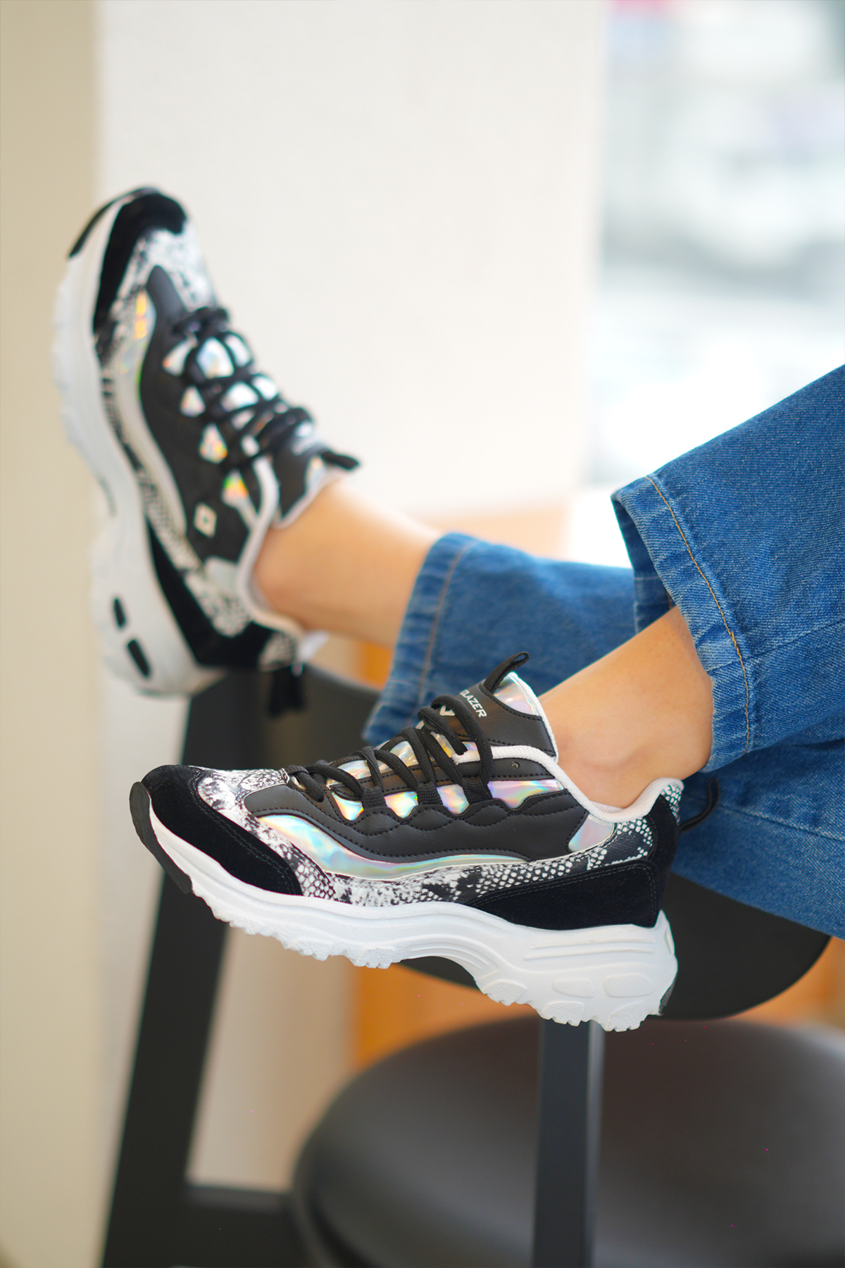 Women's Black Grey Sneaker Casual Casual Sports Shoes 049-2