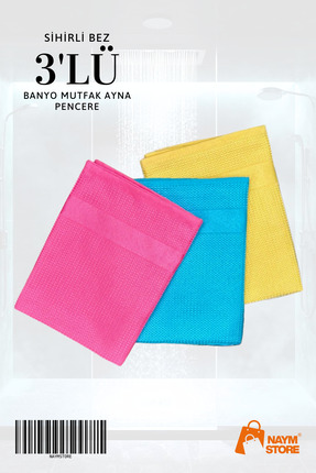 Naym Store İthal 3’lü Cam Bezi Temizlik Bezi Kurulama Bezi Mikrofiber Bez - 4...