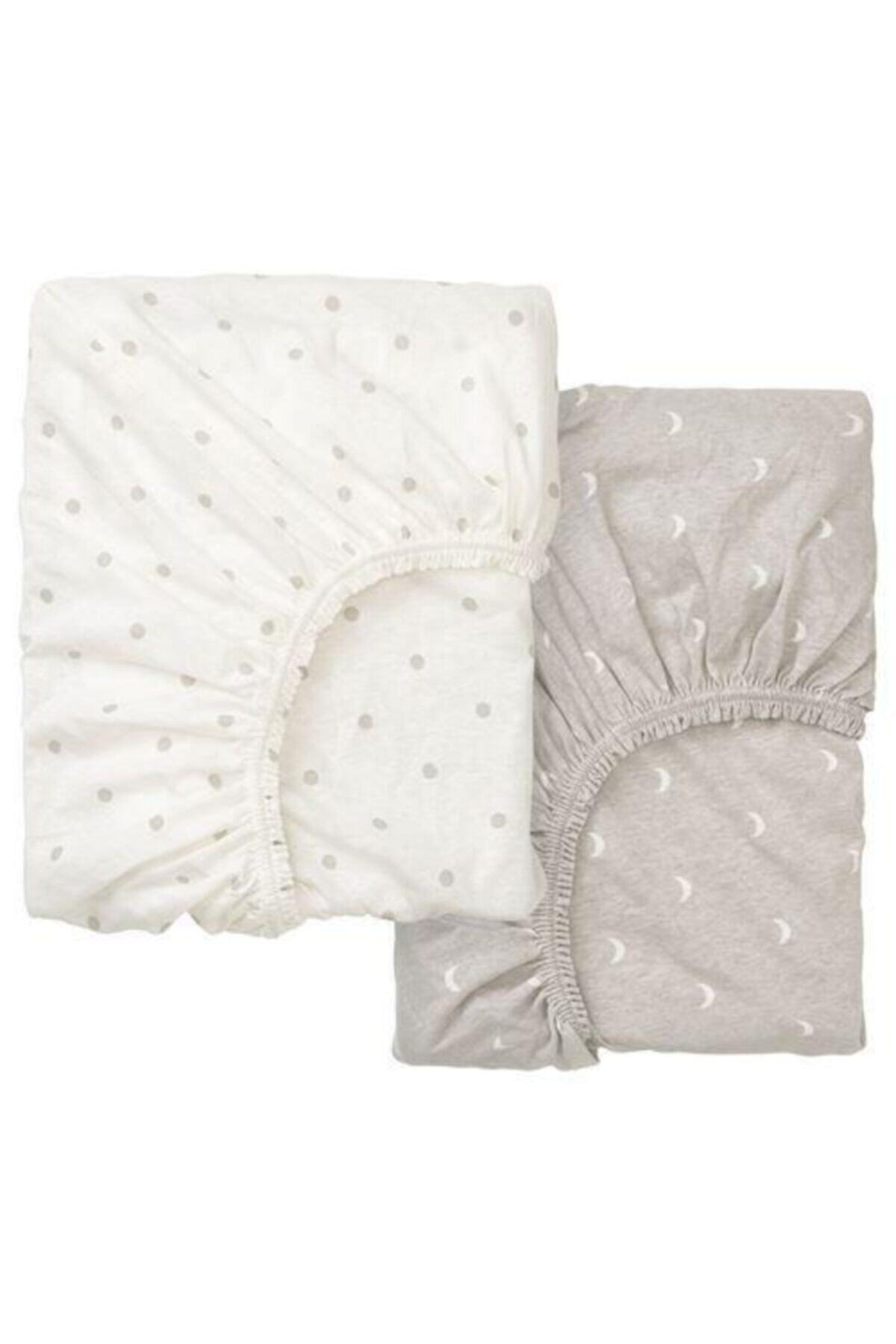 Lenast Elastic Sheet Set, White-Brown - 2-Pack
