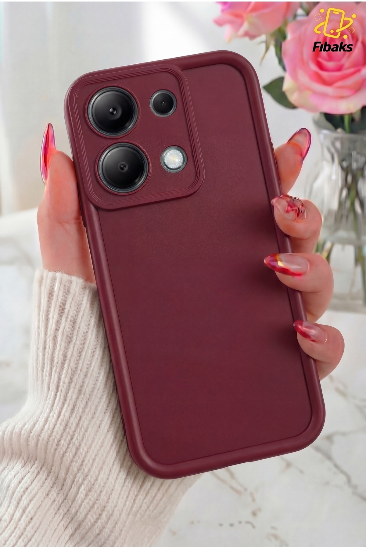 Redmi Note 13 Pro 5G Case Soft Texture Shock Absorbing Burgundy Silicone Cover with Camera Protection