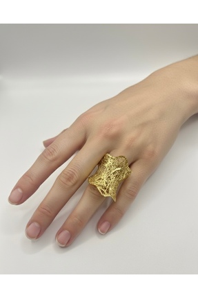 NYR Gold Silver Tül Yüzük | 925 Ayar Gümüş | 22 Ayar Altın Kaplama Şık Tasarım
