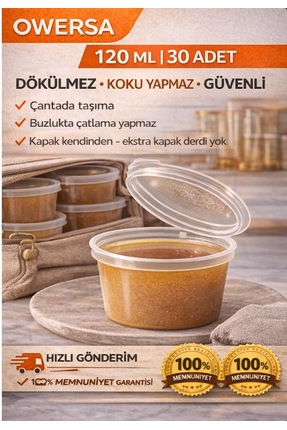 Owersea Sızdırmaz kap 50 ADET 120 ml Mini Saklama Kabı Sosluk Buzluk Kabı, Et...
