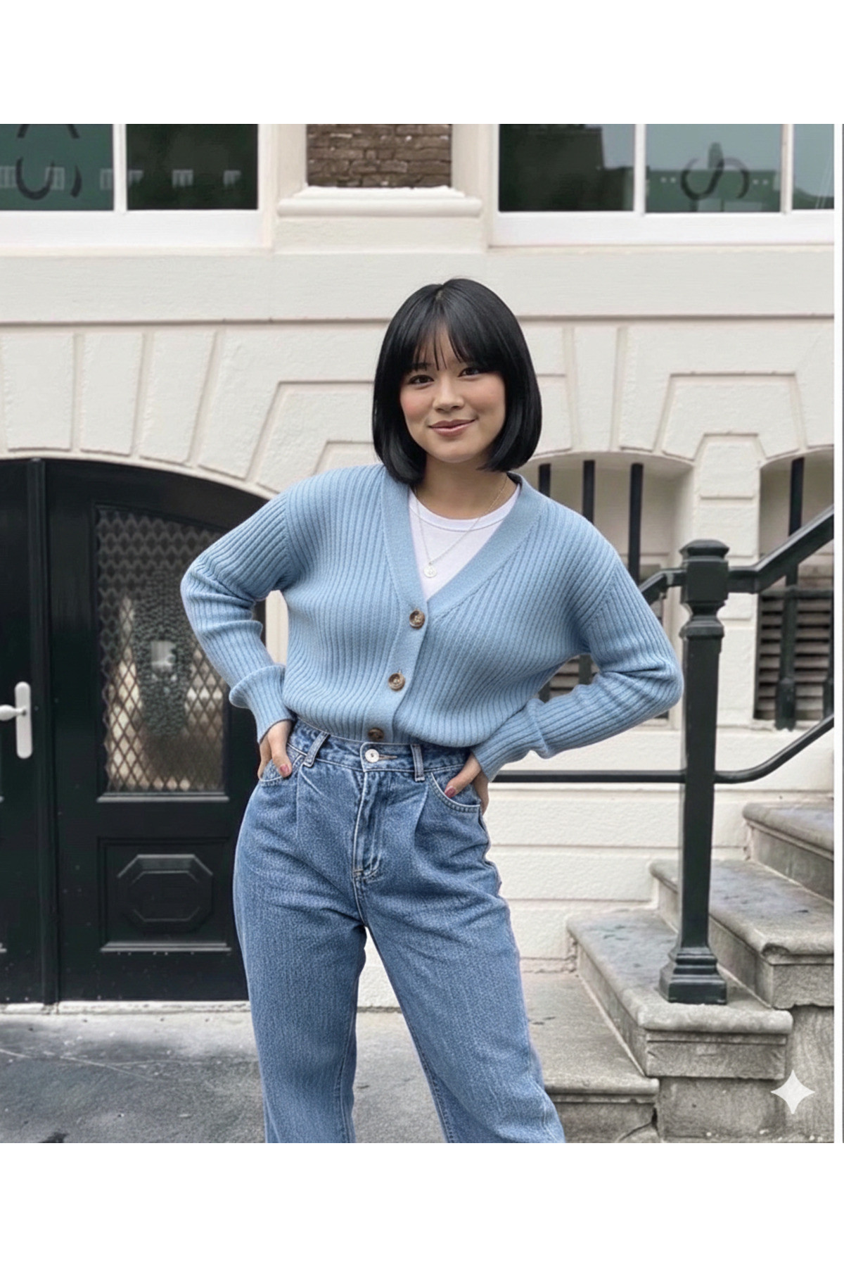 YUGA KNİTTİNG  KADIN BASIC SELANİK ÖRGÜ DÜĞME DETAYLI HIRKA - Görsel 5