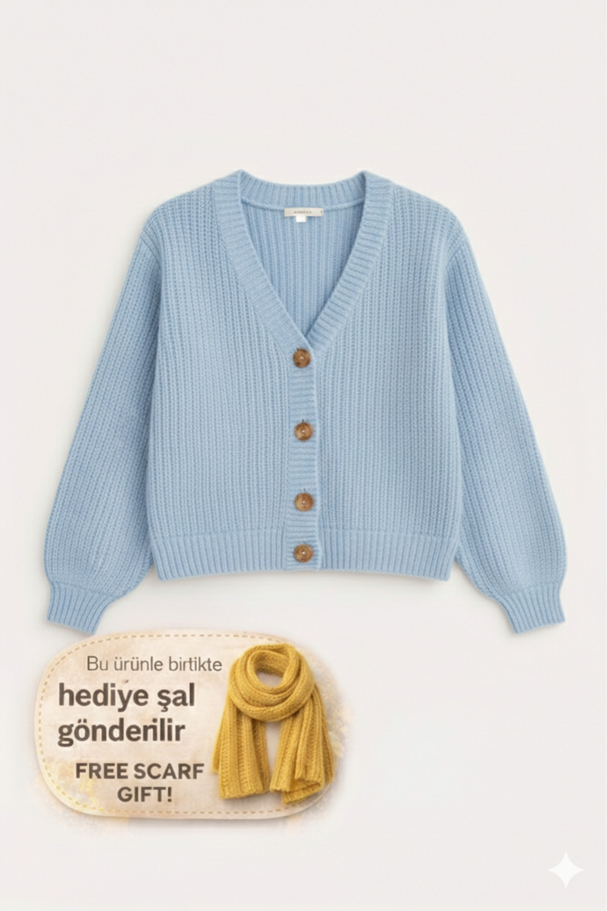 YUGA KNİTTİNG  KADIN BASIC SELANİK ÖRGÜ DÜĞME DETAYLI HIRKA