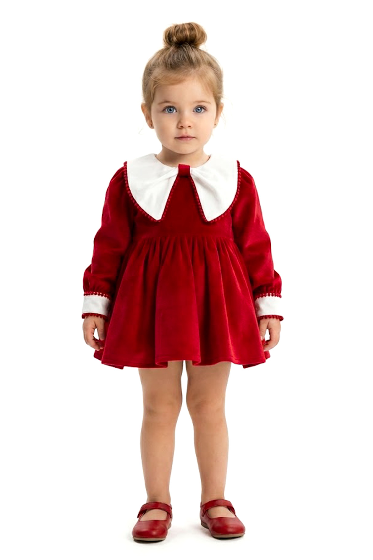 Kız Bebek Elbise Kız Çocuk Elbise Kadife Doğum Günü Parti Düğün Özel Gün Uzun Kol Astarlı Kurdela