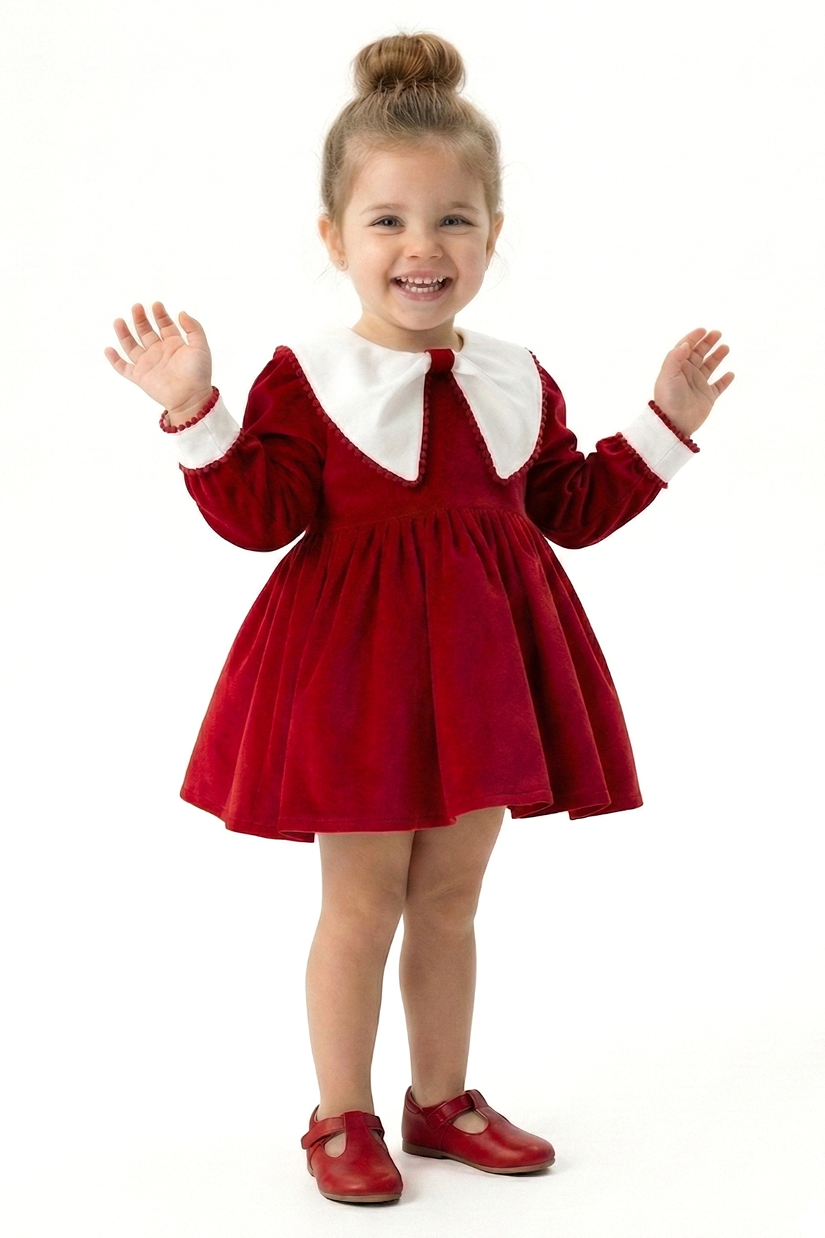 Kız Bebek Elbise Kız Çocuk Elbise Kadife Doğum Günü Parti Düğün Özel Gün Uzun Kol Astarlı Kurdela