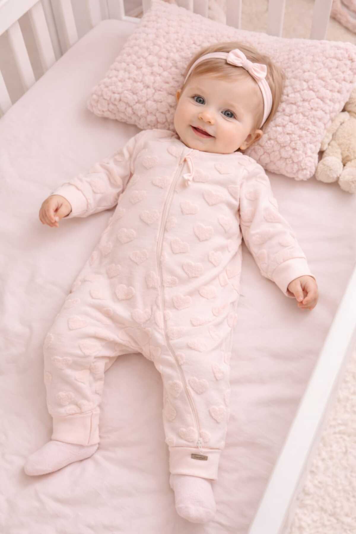 Caramell İncibaby 1 TOG BEBEK ÇOCUK UYKU TULUMU %100 PAMUK KALP DESENLİ fotoğrafı 2 (önizleme)