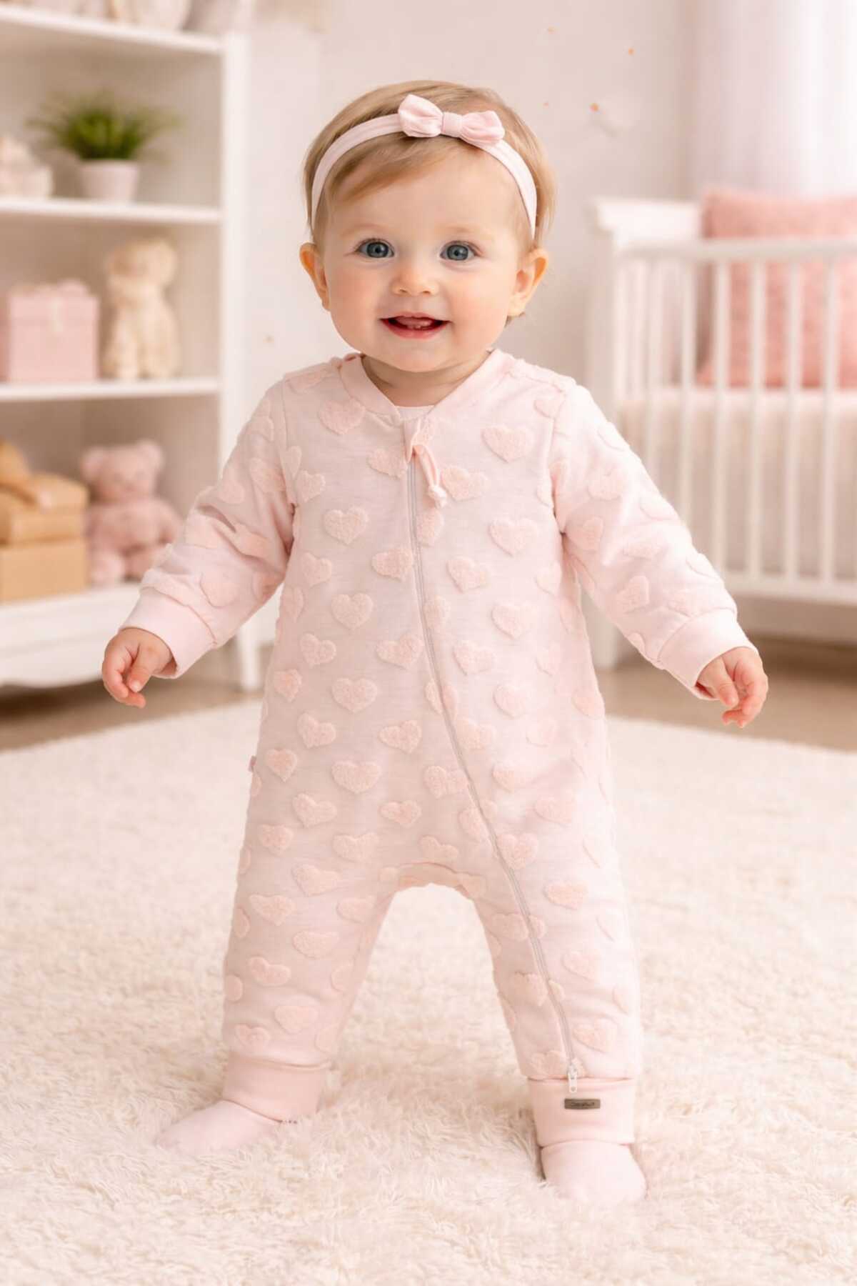 Caramell İncibaby 1 TOG BEBEK ÇOCUK UYKU TULUMU %100 PAMUK KALP DESENLİ fotoğrafı 3 (önizleme)