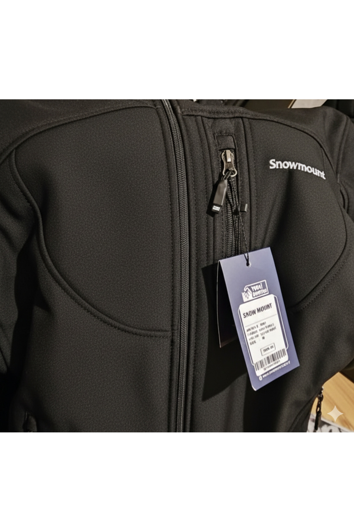SNOWMOUNT Siyah Renk Softshell Sök Tak Kapüşonlu Kışlık Polarlı Mont Ceket görsel 4