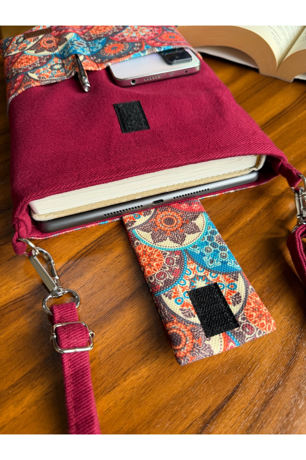 AKSESUARSEPETİ El Yapımı Cepli, Taşıma Askılı, Kılıf Çanta, Tablet Kılıfı, Kitap Kılıfı, Organizer Çanta görsel 3