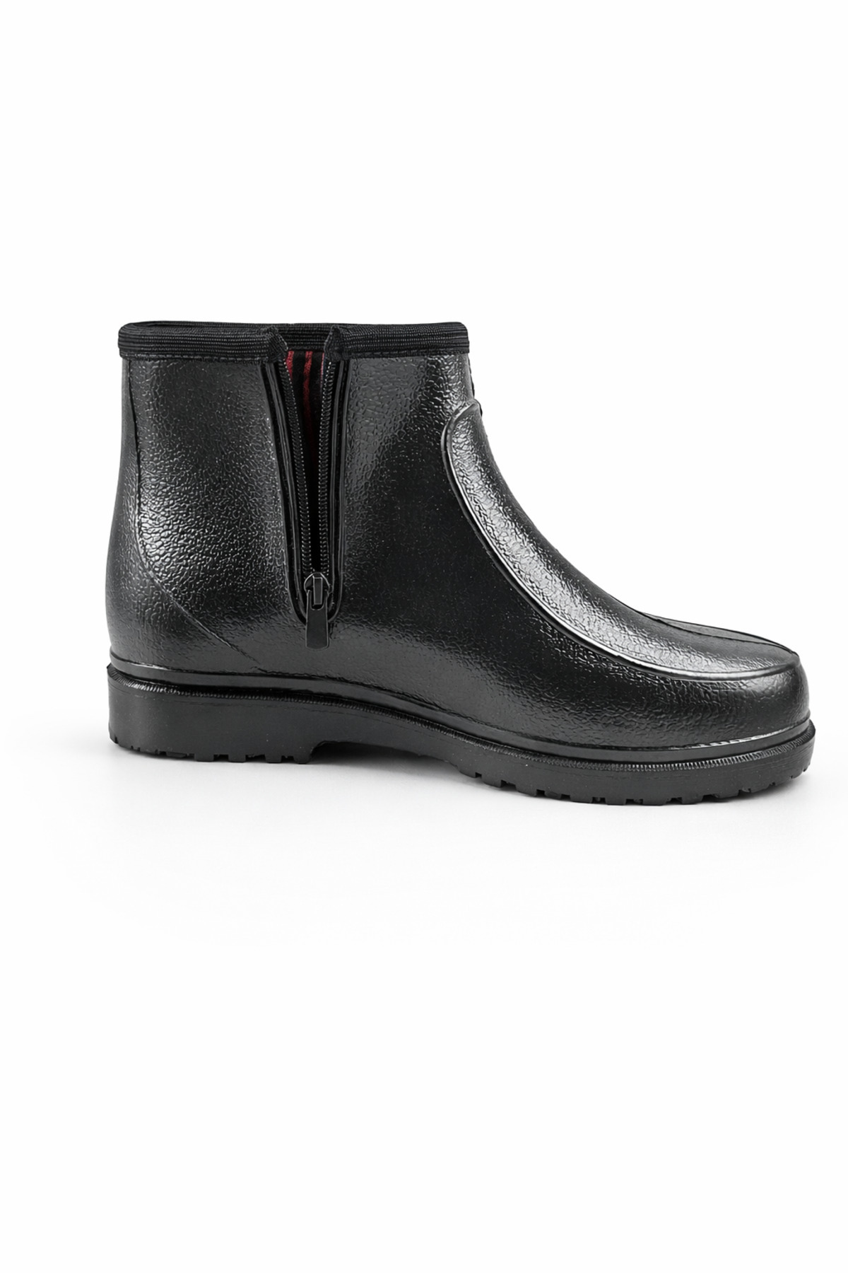 fafatara  Siyah Kısa Su Geçirmez Fermuarlı Erkek İş ve Bahçe Botu – Kaymaz Tabanlı Outdoor Çizme