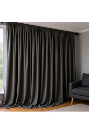 Vİ HOME Antrasit Blackout Karartma Perde en x boy - Pilesiz Düz Dikim Hazır P...