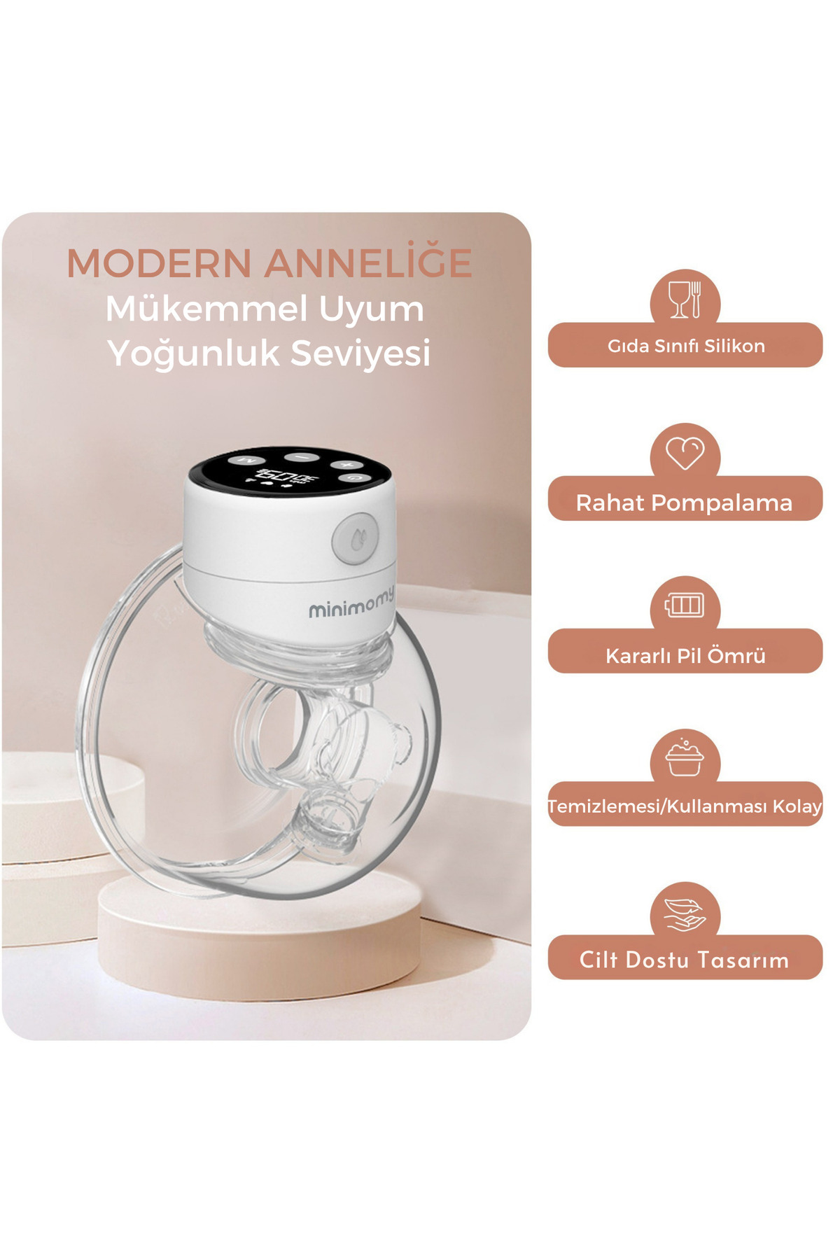 minimomy Giyilebilir Elektrikli Göğüs Pompası -sessiz-kablosuz-usb Şarj Edilebilir- Süt Pompası,bpa Içermez fotoğrafı 5 (önizleme)